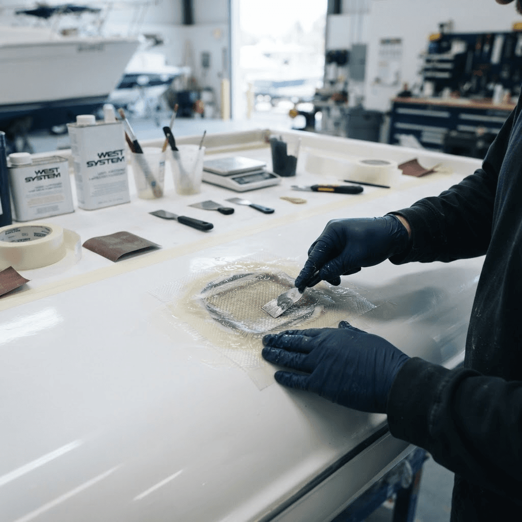 Fiberglass repair on a fiberglass boat